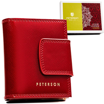 Portfel damski na karty ze skóry naturalnej, ochrona RFID Peterson, czerwony - Peterson