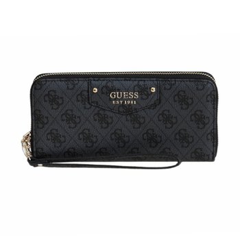 Portfel damski na prezent Guess Eco Brenton Slg Zip Around Latte Logo Szary  - EBG839046 - GUESS