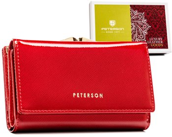 Portfel damski ochrona RFID skóra naturalna Peterson, czerwony - Peterson