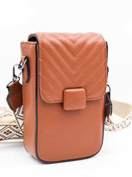 Portfel damski pikowany torebka na wzorzystym pasku brązowy skóra eko - Inna marka