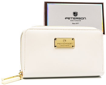 Portfel damski piórnik na suwak portmonetka na karty i dokumenty RFID Protect Peterson, biały - Peterson