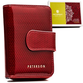 Portfel damski portmonetka ochrona RFID skóra naturalna Peterson, czerwony - Peterson