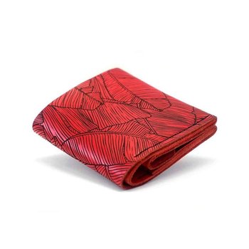 Portfel damski skórzany czerwony średni na karty na banknoty z miejscem na bilon handmade ręcznie robiony - Luniko