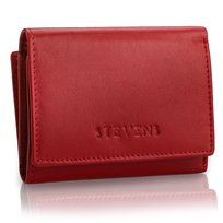 Portfel Damski Skórzany STEVENS Czerwony z Zabezpieczeniem RFID Stevens