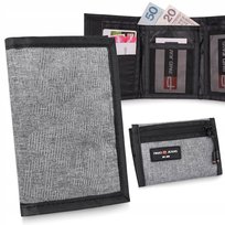 Portfel Męski Parciany PHILIP Mały i Pojemny SZARY MELANŻ Pako Jeans Pako Jeans