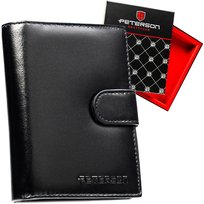 Portfel męski skórzany duży PETERSON na karty RFID czarny
