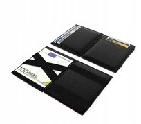 Portfel męski skórzany Magic Wallet DARDON SLIM czarny RFID-OCHRONA KART Akuku