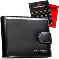 Portfel męski skórzany PETERSON na karty RFID czarny