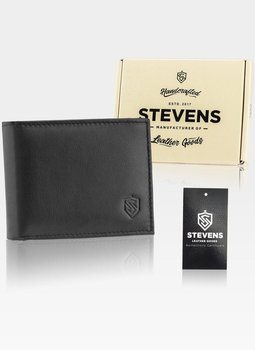 Portfel Męski STEVENS Skórzany SLIM mały poręczny Czarny - Stevens