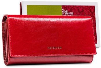 Portfel SKÓRZANY damski czerwony duży poziomy portmonetka RFID Peterson - Peterson