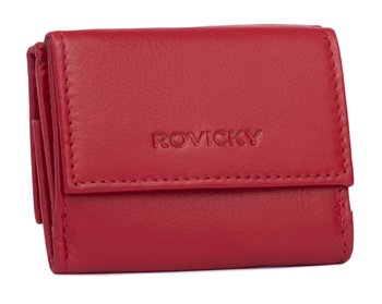 Portfel skórzany damski Rovicky na zatrzask klasyczna portmonetka na karty i gotówkę, czerwony - Rovicky