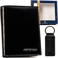Portfel skórzany męski + brelok zestaw na prezent - Peterson