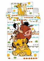 Pościel 140X200 Król Lew "Africa" Biała Żółta Kolorowa Poszewka 70X90 Jf 02 Jerry Fabrics