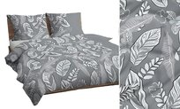 Pościel 140x200 szara biała liście bawełna Max