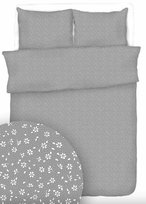 Pościel 140x200 szara białe drobne kwiatki bawełna Max
