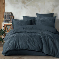 Pościel 160x200 BAWEŁNA satynowa żakardowy ornament Marbella ciemny szary