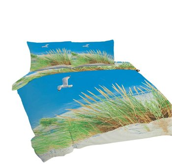 Pościel 220x200 Plaża mewy trawa niebieska zielona Universal Matex - Matex