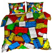 Pościel 3D bawełna satyna 160x200cm KLOCKI LEGO Galeria Pościeli