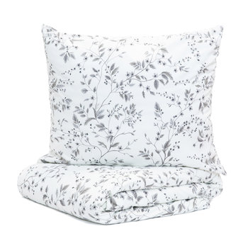 Pościel B2 Bilberry Branch Essentials z mikrofibry biała ze wzorem roślinnym 160x200 cm i 2*70x80 cm HOMLA - Homla