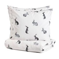 POŚCIEL B2 RABBITS ESSENTIALS bawełniana w króliki 160x200 cm HOMLA