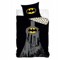 Pościel Batman 140x200 50x70 Bawełniana Czarna Logo Gotham City