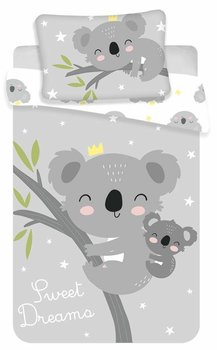 Pościel bawełniana 100x135 Miś Koala gwiazdki 7554 biała szara dziecięca do łóżeczka Sweet Deams poszewka 40x60 - Jerry Fabrics