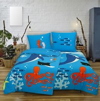 Pościel bawełniana 140x200 cm Whale 2-elementy Spod Igły i Nitki