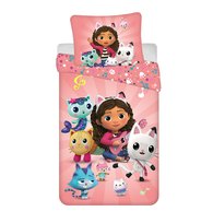Pościel bawełniana 140x200 Koci domek Gabi różowa poszewka 70x90 Gabby`s Dollhouse JF 02