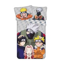 Pościel bawełniana 140x200 Naruto szara kolorowa poszewka 70x90 Jerry Fabrics