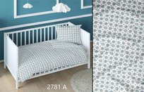 Pościel bawełniana 140x200 słoniki szara niebieska dziecięca zapinana na suwak KARO Bawełna Max