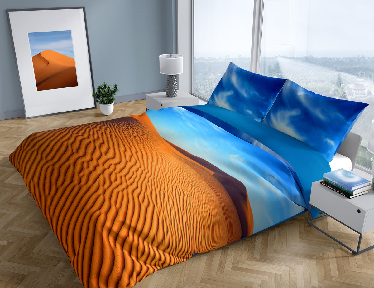 Pościel BAWEŁNIANA 160x200 komplet 1x poszewka 70x80 młodzieżowa pustynia