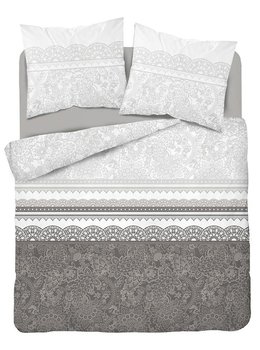 Pościel bawełniana 180x200 glamour ornamenty pasy brązowa 3837 B Bawełna 88 - Detexpol