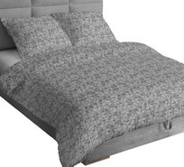 Pościel bawełniana 220x200 szara liście zapinana na suwak KARO Bawełna Max