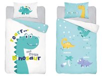 Pościel bawełniana 90x120 turkusowa dinozaur Mayamoo