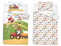 Pościel bawełniana dziecięca 90x120 farma czerwony traktor – 5513 A - Mayamoo