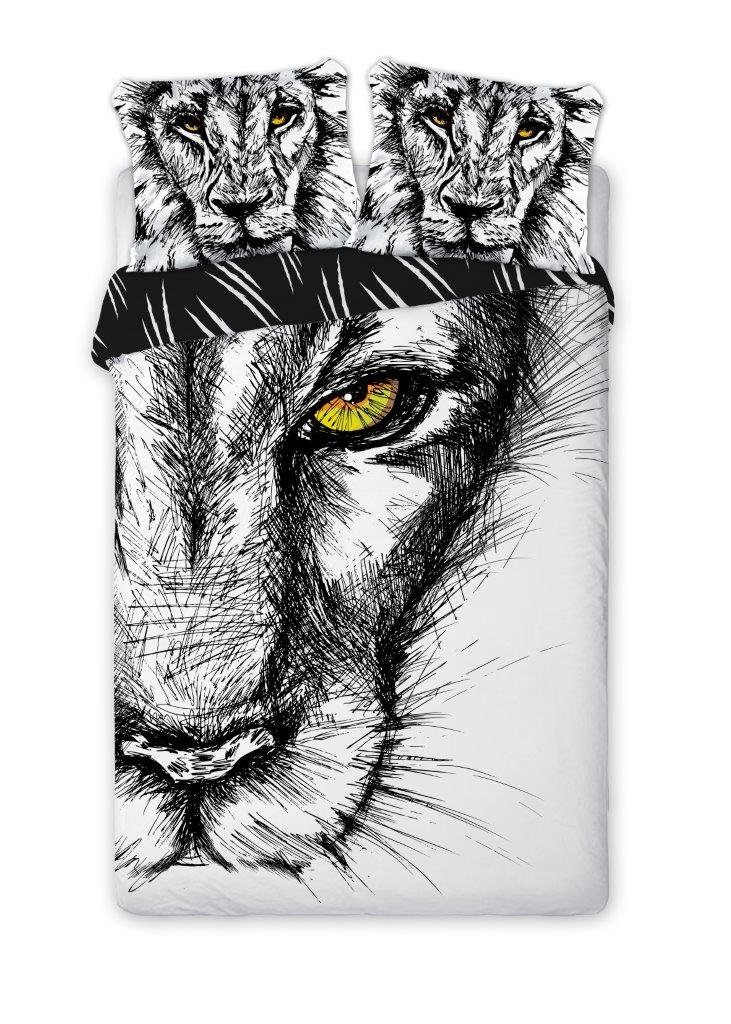 Pościel bawełniana Faro, Wild Nature, lew, 160x200 cm, 3 elementowy