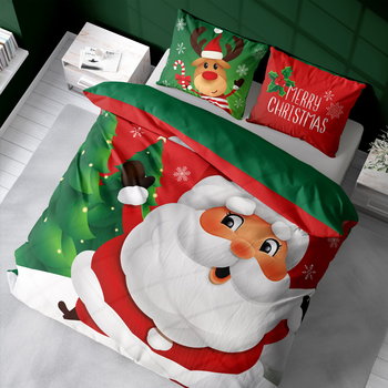 Pościel bawełniana, świąteczna, Mikołaj, 160x200 cm, 3 elementy - Detexpol