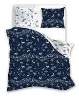 POŚCIEL bawełniana Zimowa kraina/Renifery granat - 220x200 - 3 cz.