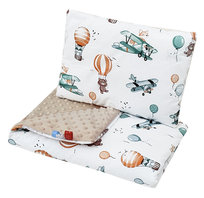 Pościel do wózka / kołyski MINKY (beżowy +lis w samolocie)