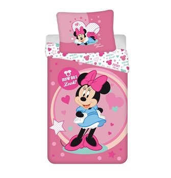 Pościel dziecięca 140x200 Myszka Mini Minnie Mouse 9503 różowa amarantowa w groszki poszewka 70x90 - Jerry Fabrics
