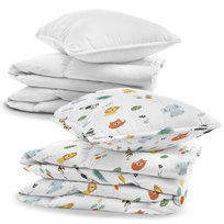 Pościel dziecięca i niemowlęca 90x120 cm z bawełny – Zestaw pościeli z poszewką na kołdrę i poduszkę 40x60 cm, z kołdrą i poduszką dla chłopca i dziewczynki, komplet pościeli do łóżeczka dla malucha 