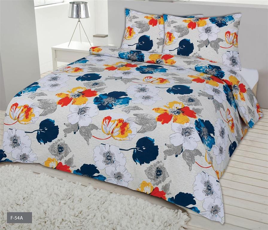 Pościel flanelowa MATEX, beżowa w kwiaty, 2x 70x80 cm, 220x200 cm
