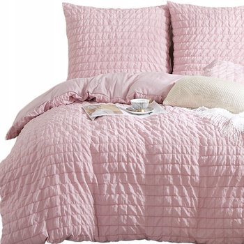 Pościel marszczona Creasy 200x220 cm jednobarwna pudrowa Spod Igły i Nitki - Spod Igły i Nitki