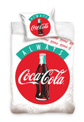 Pościel młodzieżowa, biała z grafiką Coca-Cola, 160x200 cm, 2-elementowa - Carbotex