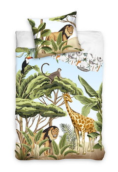 Pościel młodzieżowa z bawełny Renforce, dzikie zwierzęta dżungla, 160x200 cm, 2-elementowa - Carbotex