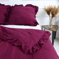 Pościel muślinowa z falbanką -  bordowa [Rozmiar: 180/200 i 2x70/80]&nbsp;-&nbsp;OhMyRoom