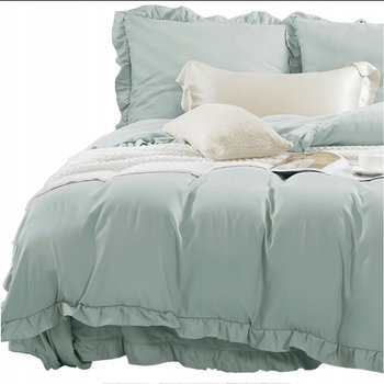 Pościel Ruffy 160x200 szałwiowa z falbanką - Spod Igły i Nitki