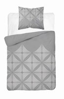 Pościel satynowa 140x200 Szara z geometrycznym wzorem – nowoczesna klasyka, 100% bawełna - Home Satin