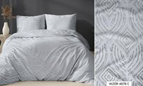 Pościel satynowa 160x200 szara geometria zapinana na suwak KARO Satin
