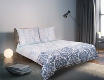 Pościel satynowa MATEX Premium, biało-niebieska, 2x 70x80 cm, 160x200 cm